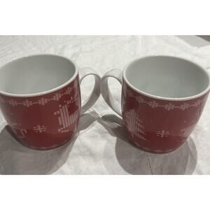 Danica Christmas Mugs Red Breakfast Set Holidays Sweater Stitch Pattern Sleigh